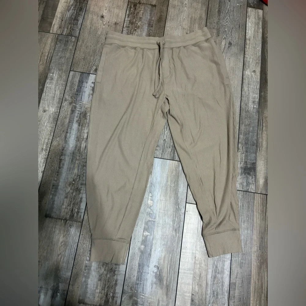 Tommy John Driftwood Drawstring Ribbed Joggers Lounge Pants Pockets NWT